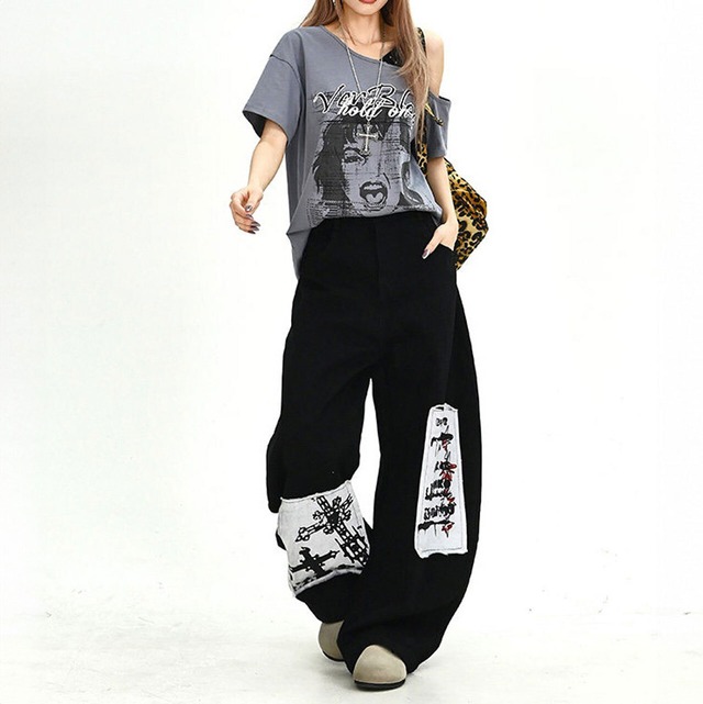 グラフィックパッチボリュームシルエットパンツ 1col R02432