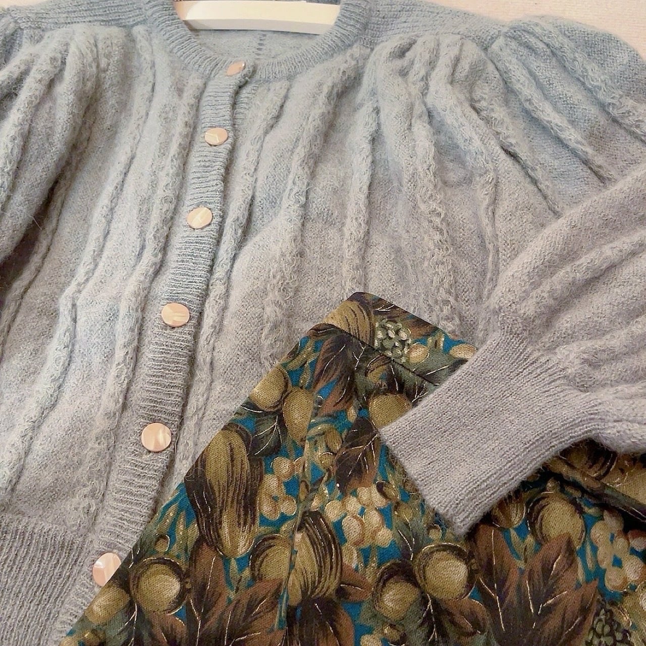 gray line mohair knit cardigan