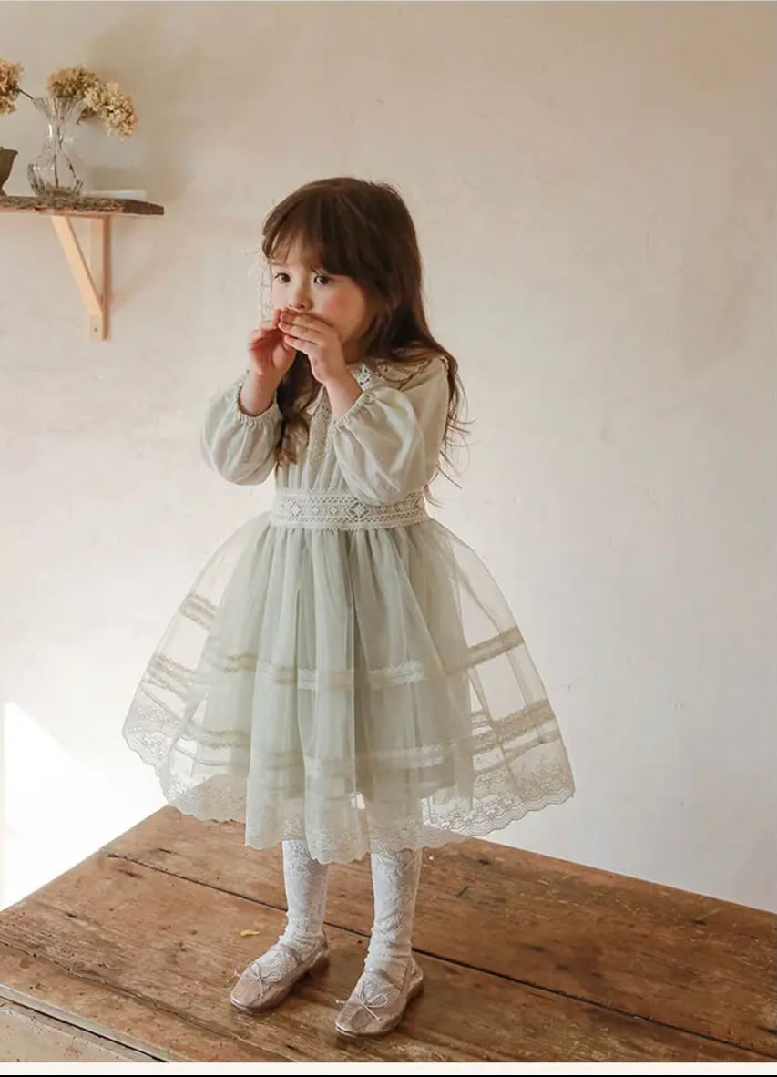 ぺールトーンレースドレス••••••••••春 海外子供服 プチプラ ワンピース 撮影 フォト 入園 入学 イベント 発表会