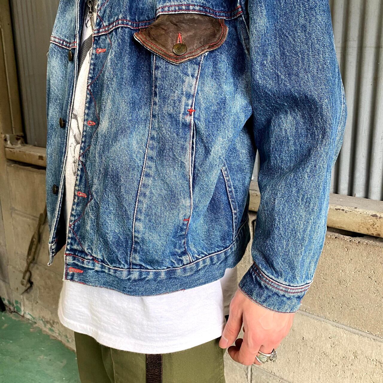 WEATHERED BLUES ハンドペイント デニムジャケット メンズL相当  