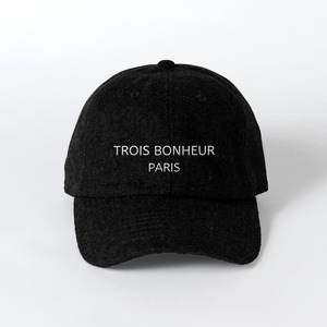 CAP "TROIS BONHEUR　wool"  Black