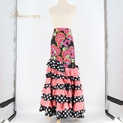 フラメンコ 衣装 ファルダ スカート 黒 ピンク 水玉 ドット 柄 模様 ダンス パーティ 発表会 花柄 フリル ペイズリー Leirena レイリーナ ブラック系 ピンク系 フリルスカート スカートコーデ おしゃれ かわいい 衣装用スカート パーティー衣装 発表会衣装 ダンス衣装 カラフル ステージ衣装 デザインスカート スカー