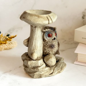 フクロウさんとキノコのアンティーク調スフィアスタンド