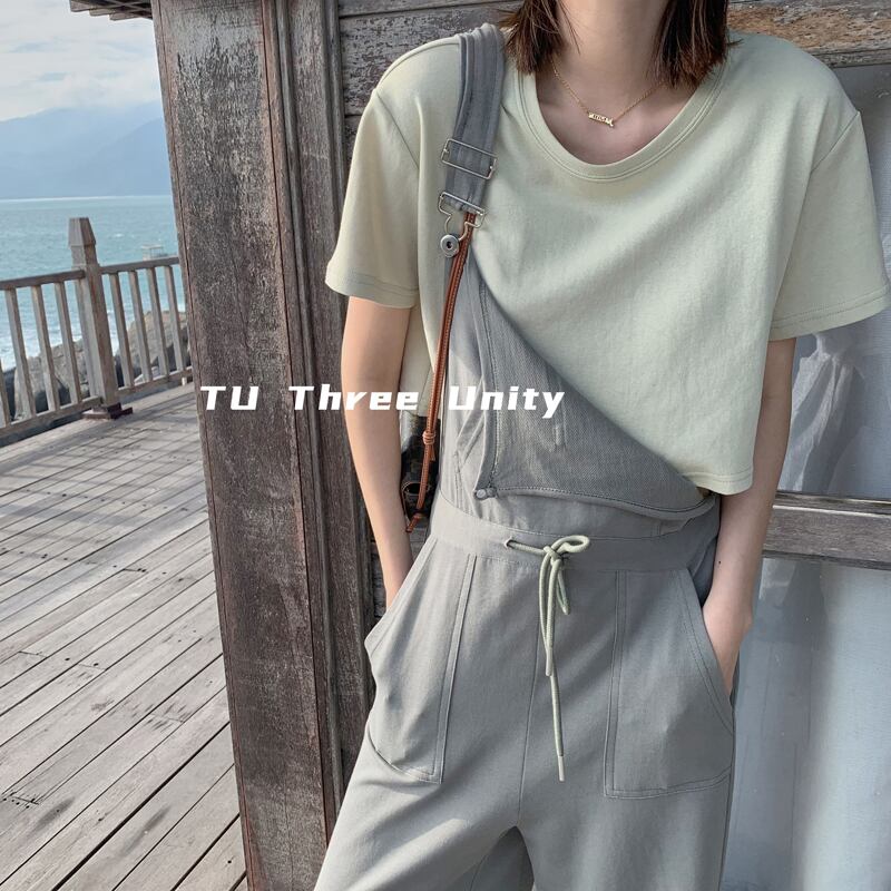 カラーベーシックショートソリッド ラウンドネックTシャツ トップス レディース Oネック ソリッドカラー ビッグFスモールZ韓国32446717149