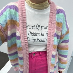 カラフルボーダーニットカーディガン_LN01474