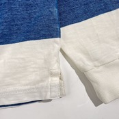 canterbury カンタベリー ボーダー 長袖 ラガーシャツ M/ホワイト×ブルー系 メンズ ラグビー