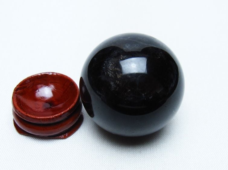 黒水晶 丸玉 35mm モリオン スフィア 置物 一点物 141-8183 | 天然石