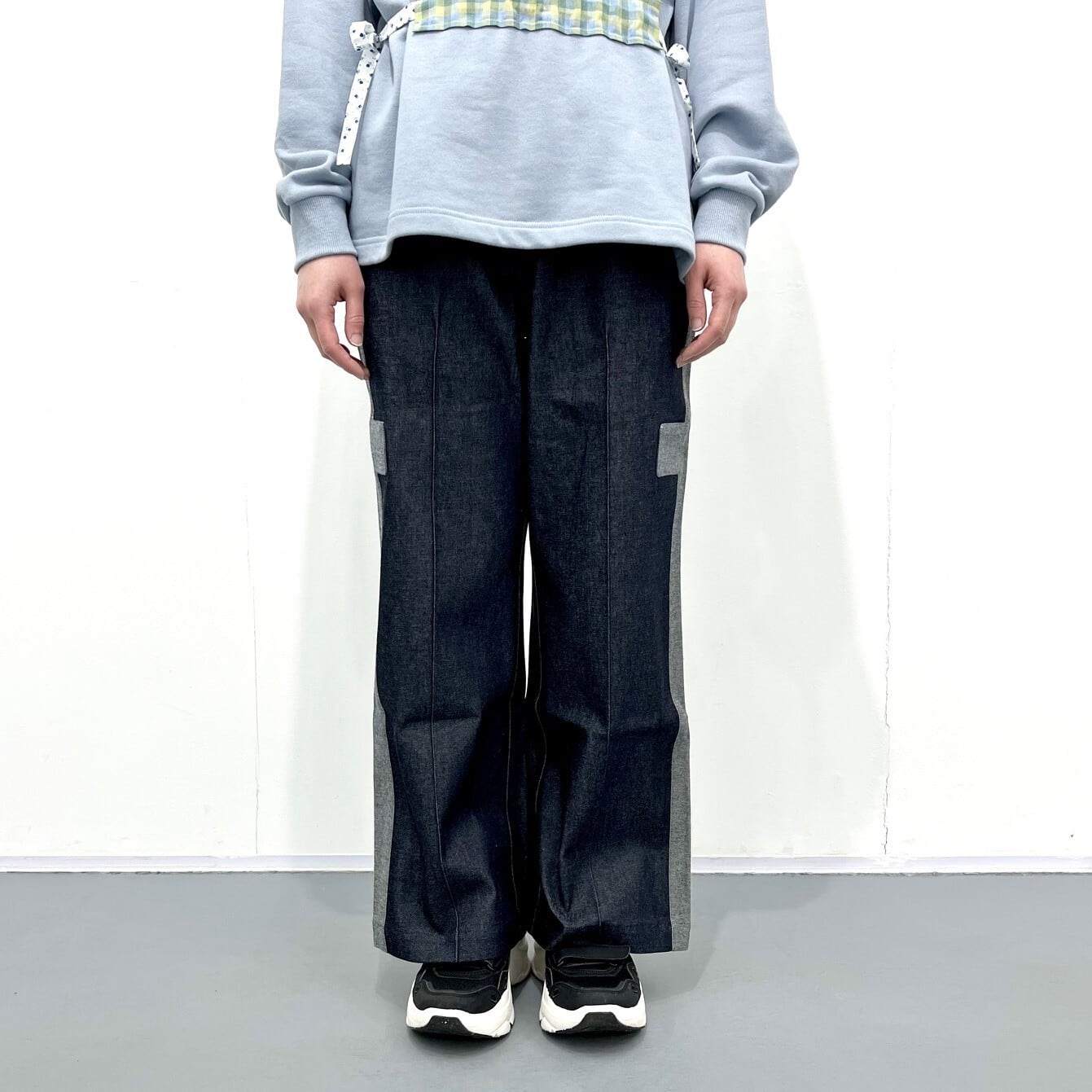 FUTATSUKUKURI / デニムクロスラインパンツ（Navy） | new pure plus