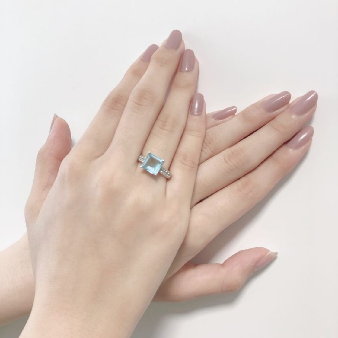 スカイブルートパーズ スクエア リング 天然石 ジュエリー RING 