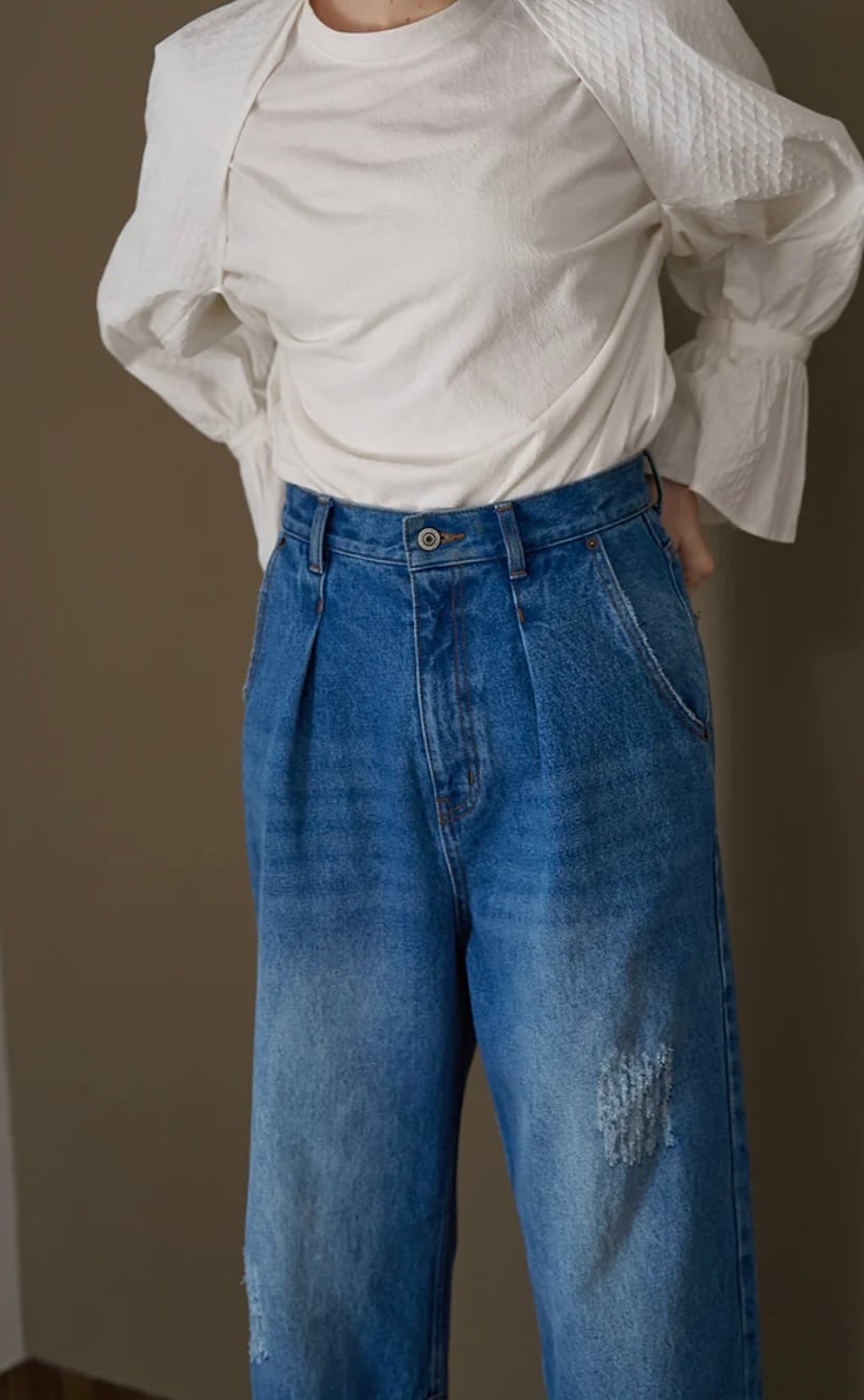 【YENN】ハイライズタックワイドデニム／HIGH RISE TUCK WIDE PT　[Y253-31101]