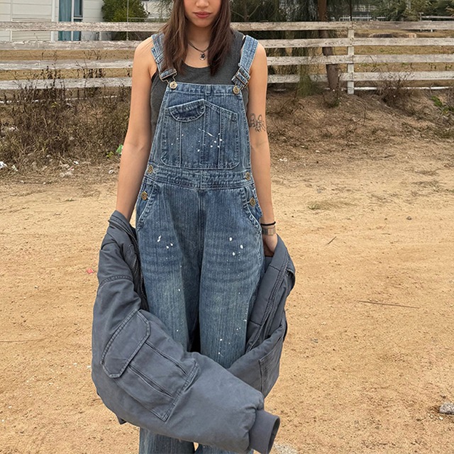 スプラッシュペインターウォッシュドサロペット   R00578