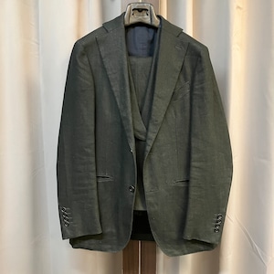 LARDINI BLACK LINEN 3PCS SUIT《42》