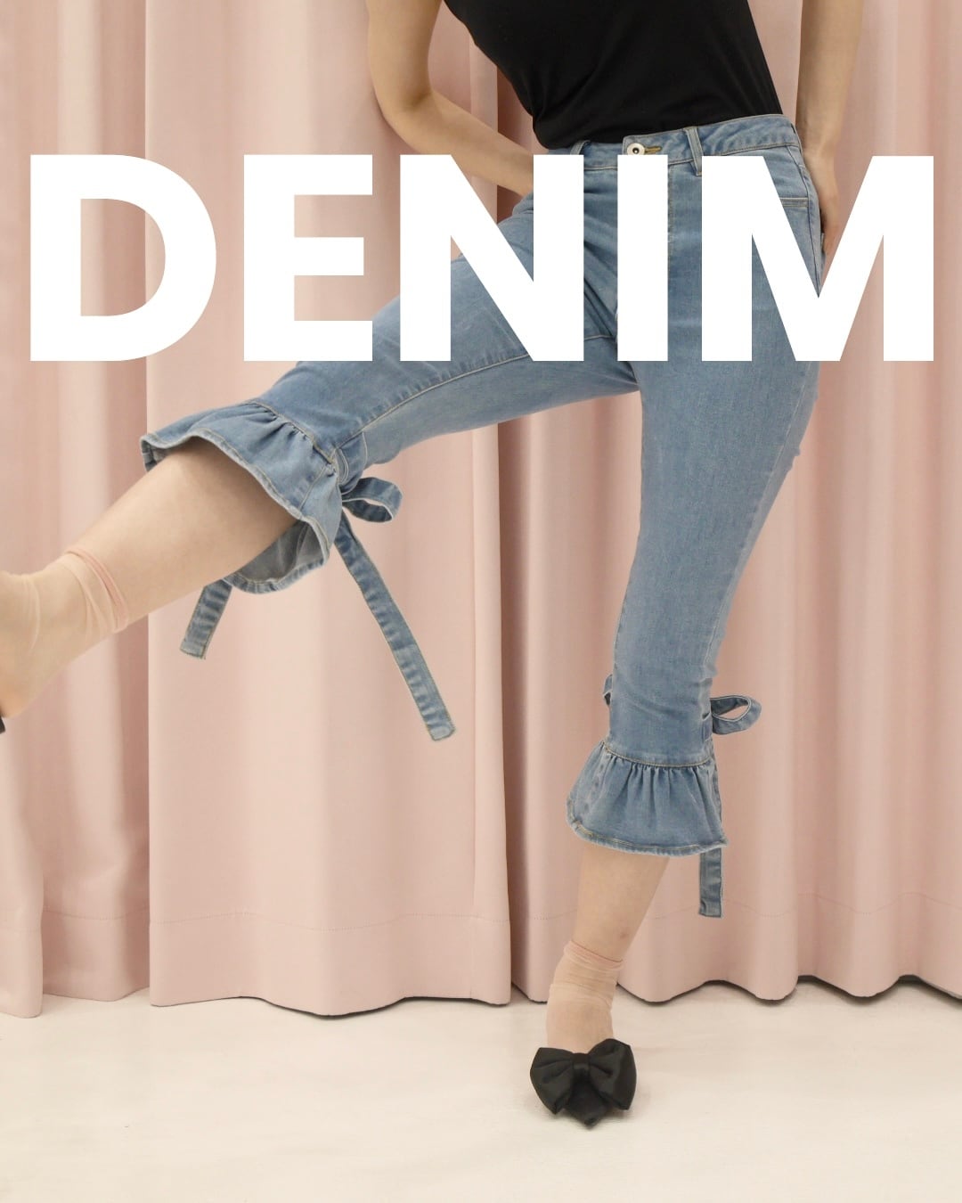 mieya frill denim PT -light blue- | mieya mieya