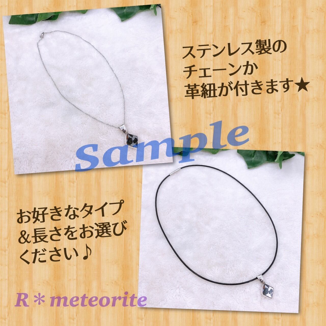 ペンダントトップ【ギベオン隕石】(表皮部分あり)<ステンレス製チェーンor革紐セット>ins-112