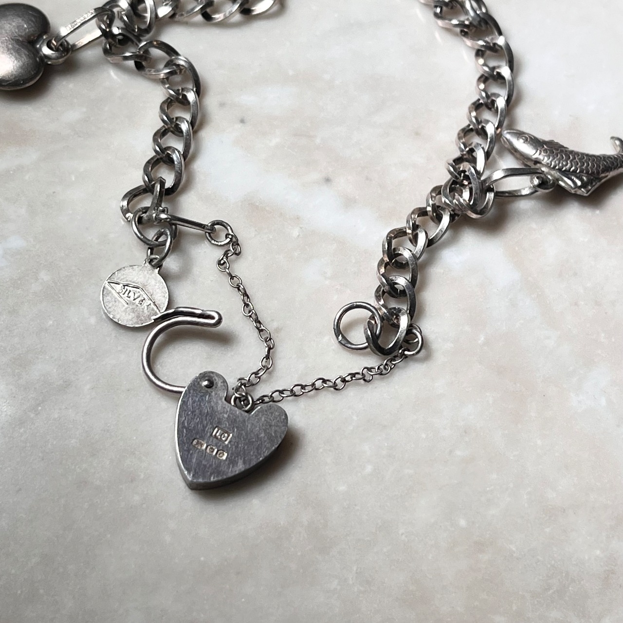 vintage silver charm bracelet