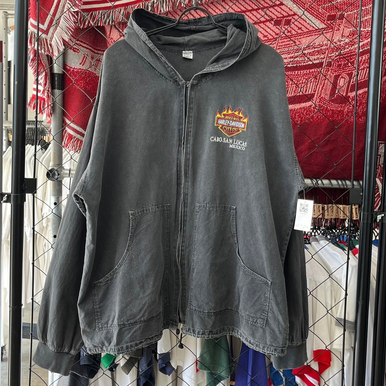 vintage cotton harley zip up hoodie