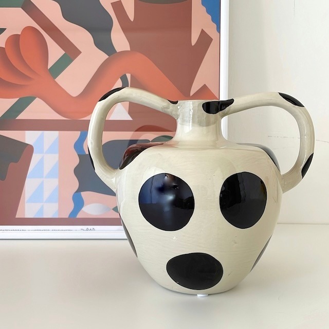 Dot-patterned ceramic vase ドット柄 陶器フラワーベース 花瓶