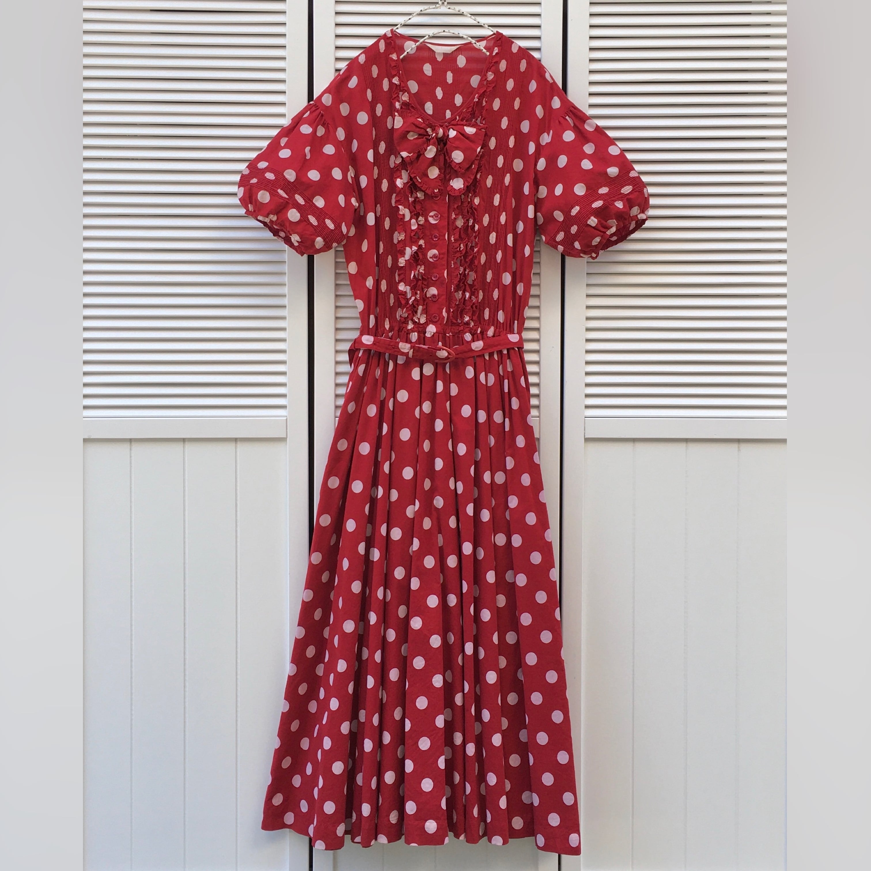 6/10まで special price】 PINK HOUSE dot ribbon dress〈レトロ古着