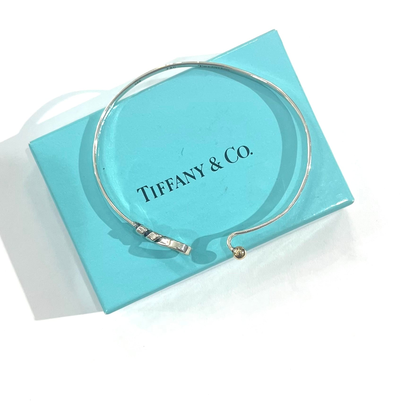 TIFFANY&CO.】2503 オープン フックバングル／シルバー925×K18YG／洗練