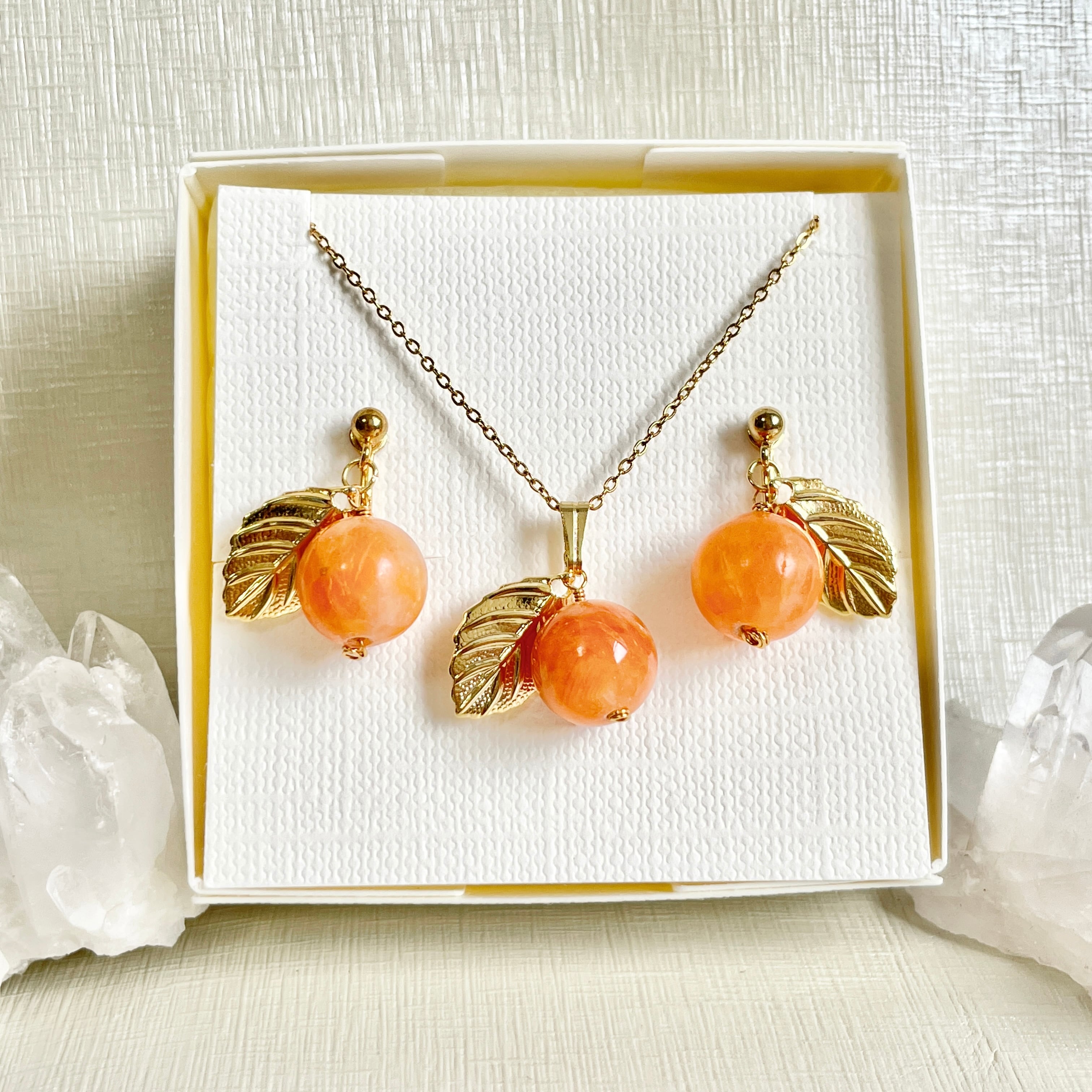 数量限定 】59. juicyｼﾘｰｽﾞ オレンジ ／ ネックレス イヤリング ピアス 