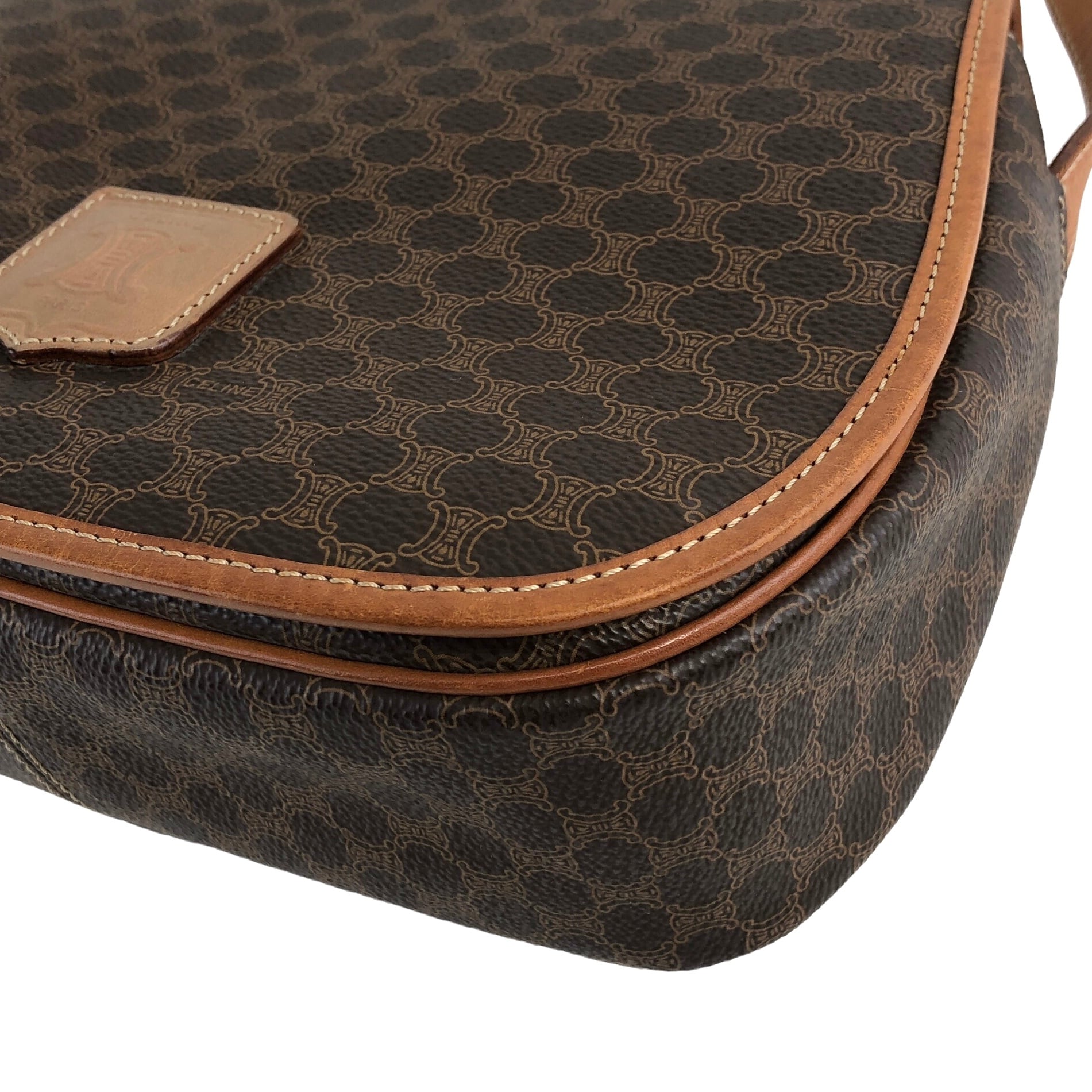 CELINE セリーヌ マカダム ショルダーバッグ ブラウン ブラゾン型押し