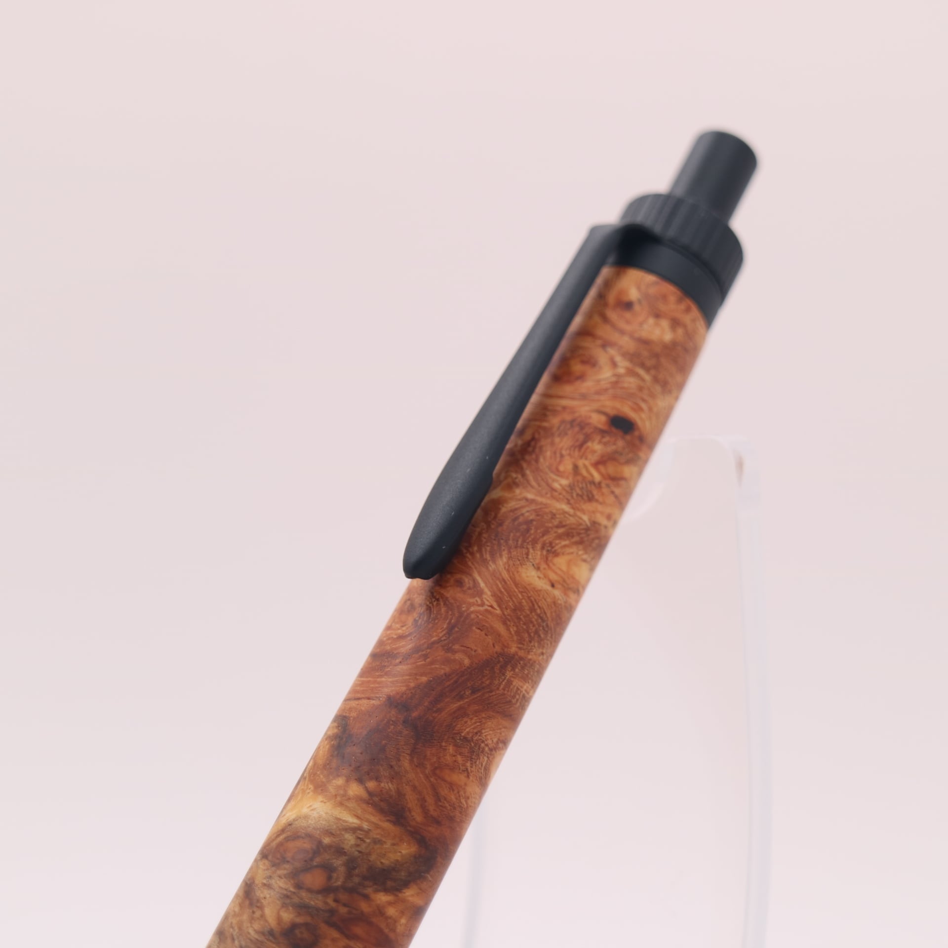 花梨瘤 × マットブラック 木軸ペン ボールペン or シャーペン 260413