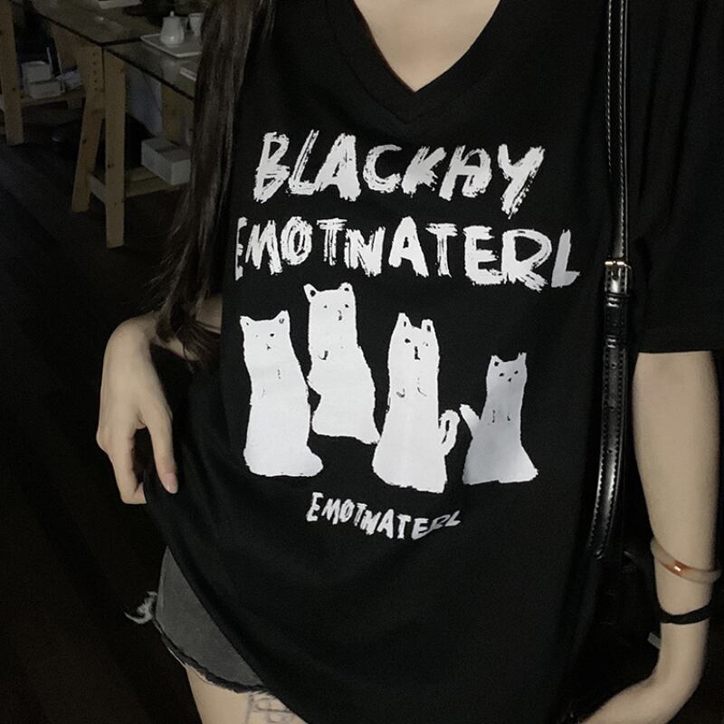 ネコ　Tシャツ メンズ　スカーフキャット　黒地　動物　ペット　アニマル　可愛い