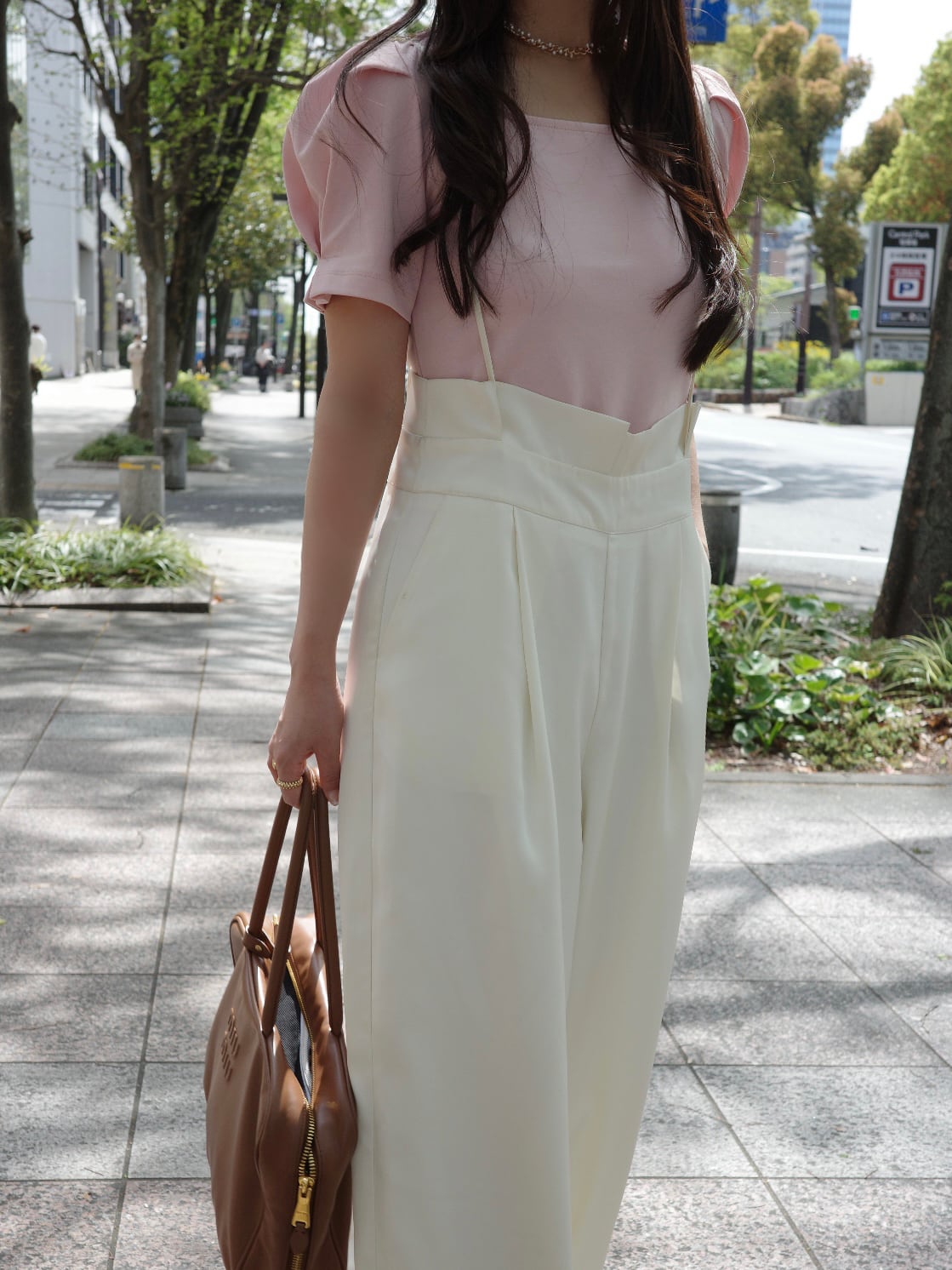Satin salopette / ivory （即納商品） | moripon.