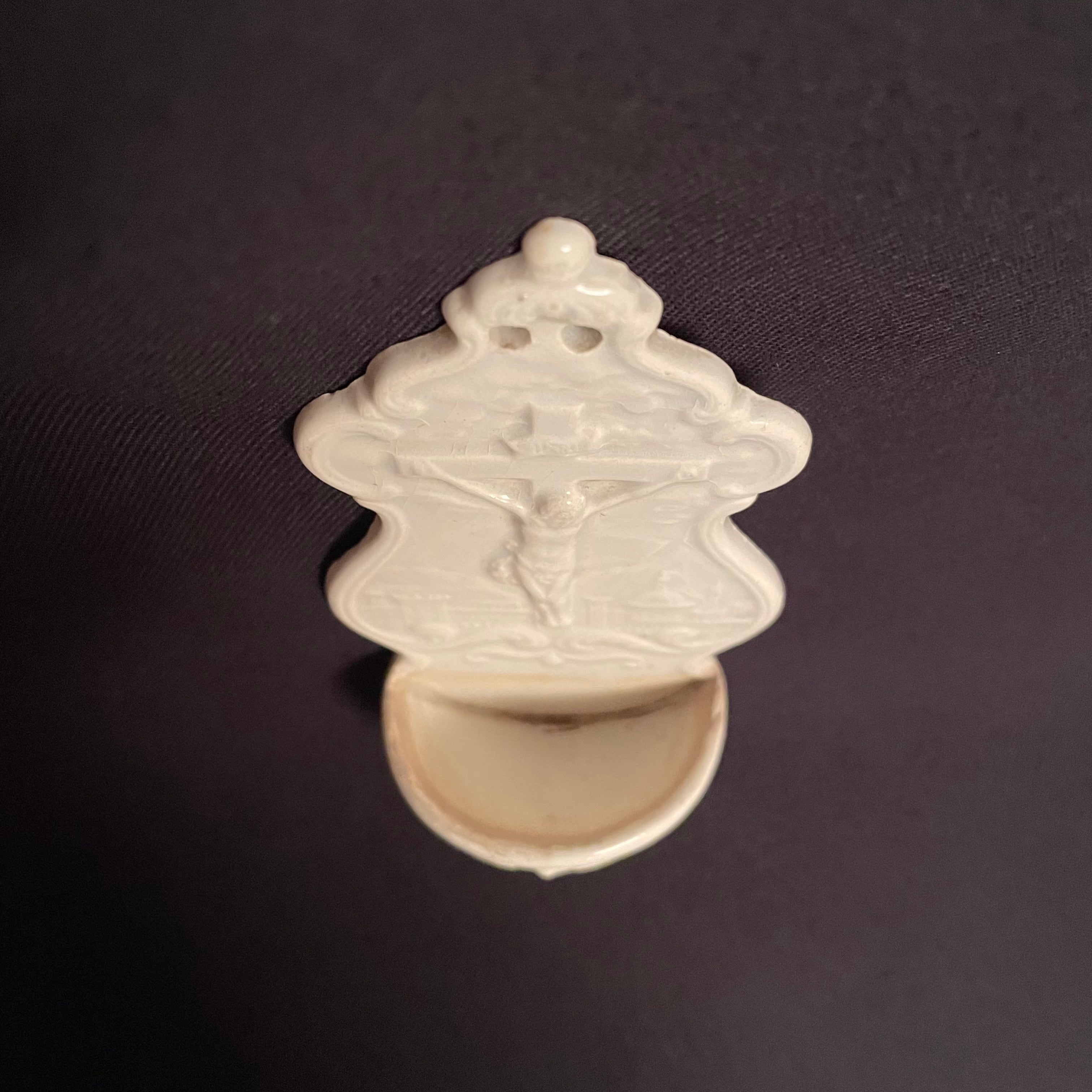 フランスアンティーククレイユエモントロー天使の聖水盤