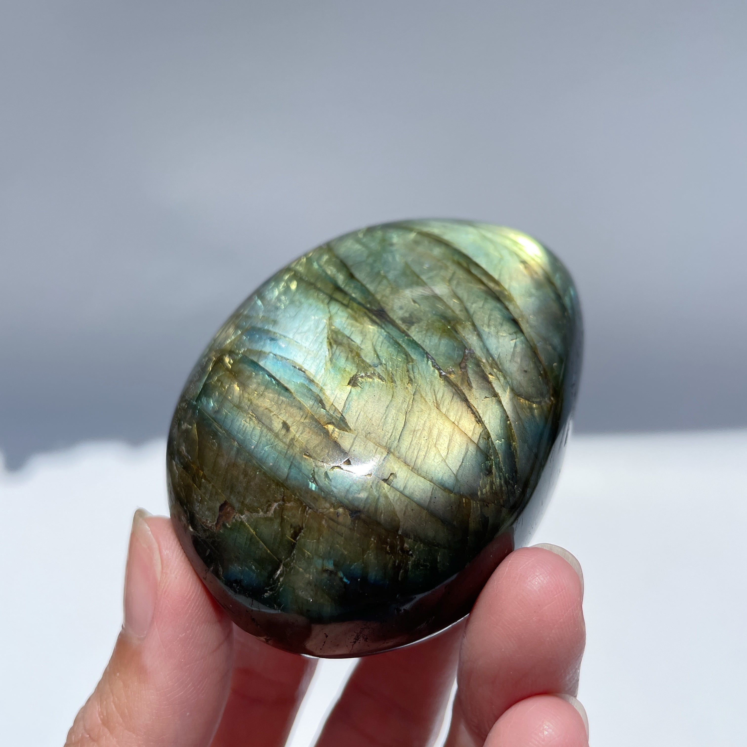 黄金の！ラブラドライト パームストーン23◇Labradorite◇天然石・鉱物
