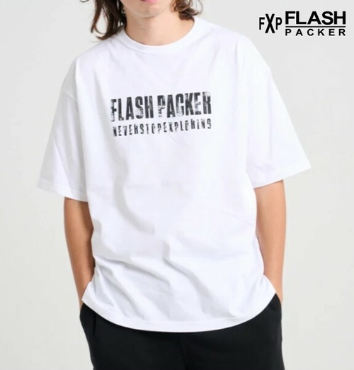 フラッシュパッカー Tシャツ 半袖 ビッグシルエット FLASH PACKER XT-DRC WHITE