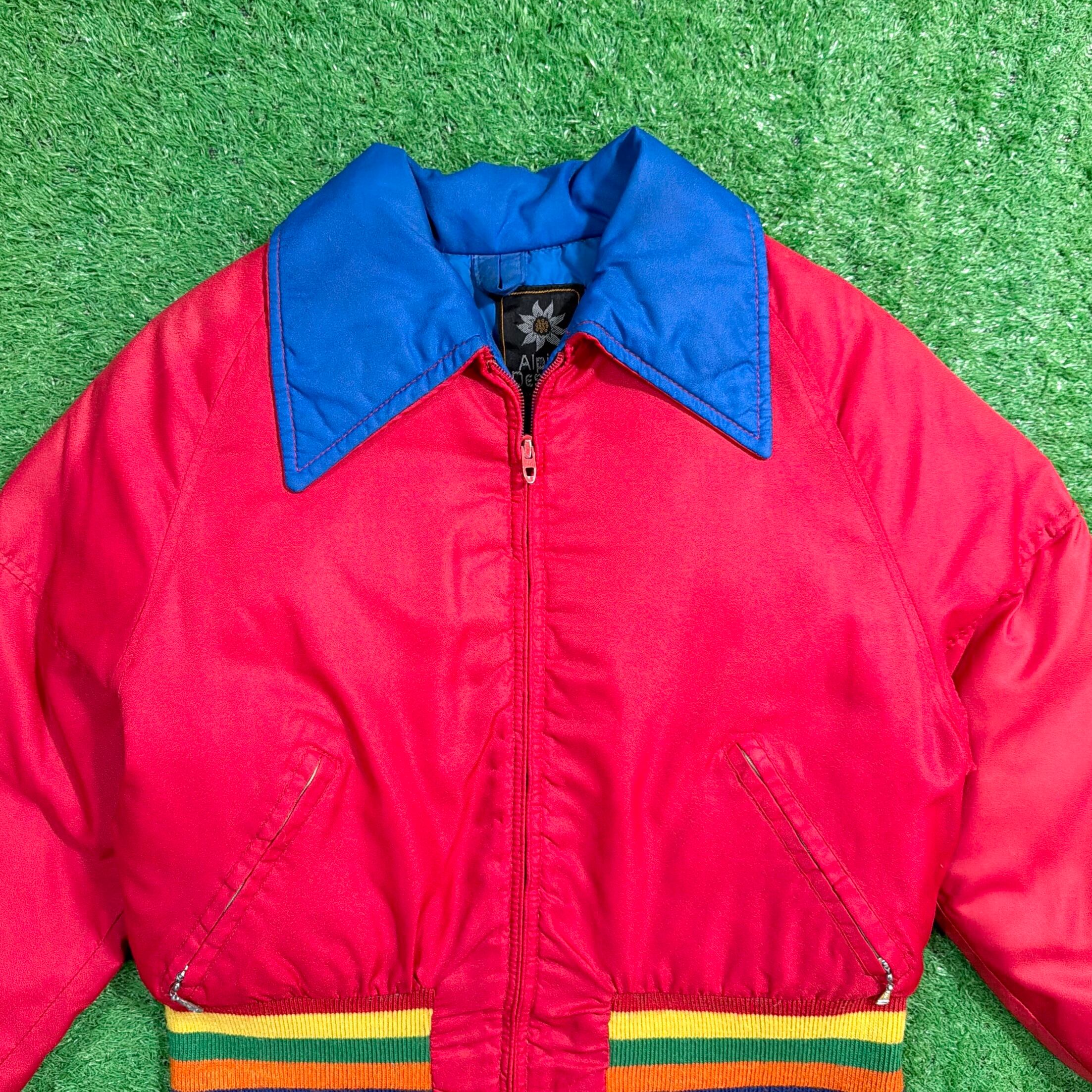 Lady's】 80s レッド ブルー カラフル 中綿 スキー ジャケット / 古着