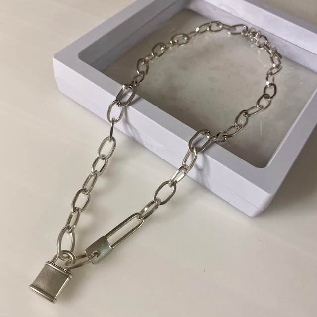 【即納】925 silver lock motif necklace