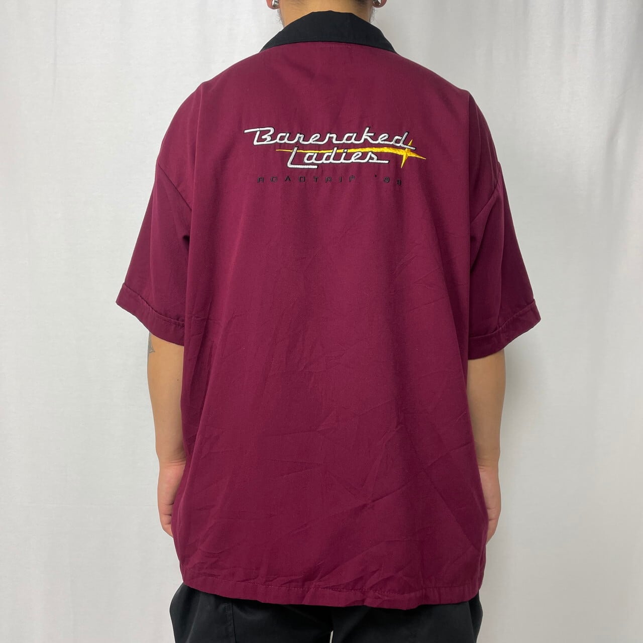 ボーリング　赤　シャツ KING LOUIE キングルイ 80? 90年代 USA製 紺タグ ポリコットン