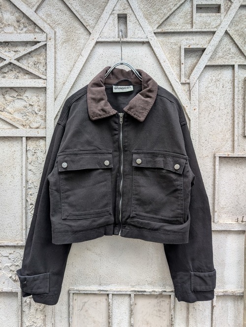 "NO BOUNDARIES" cropped work jacket
