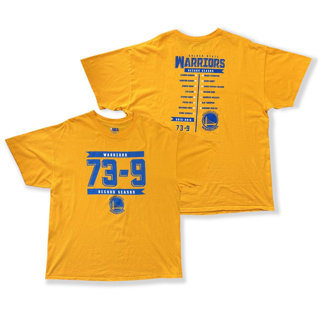 Golden State Warriors 「2015-2016【73-9】RECORD SEASON」 Printed T-Shirt. NBA