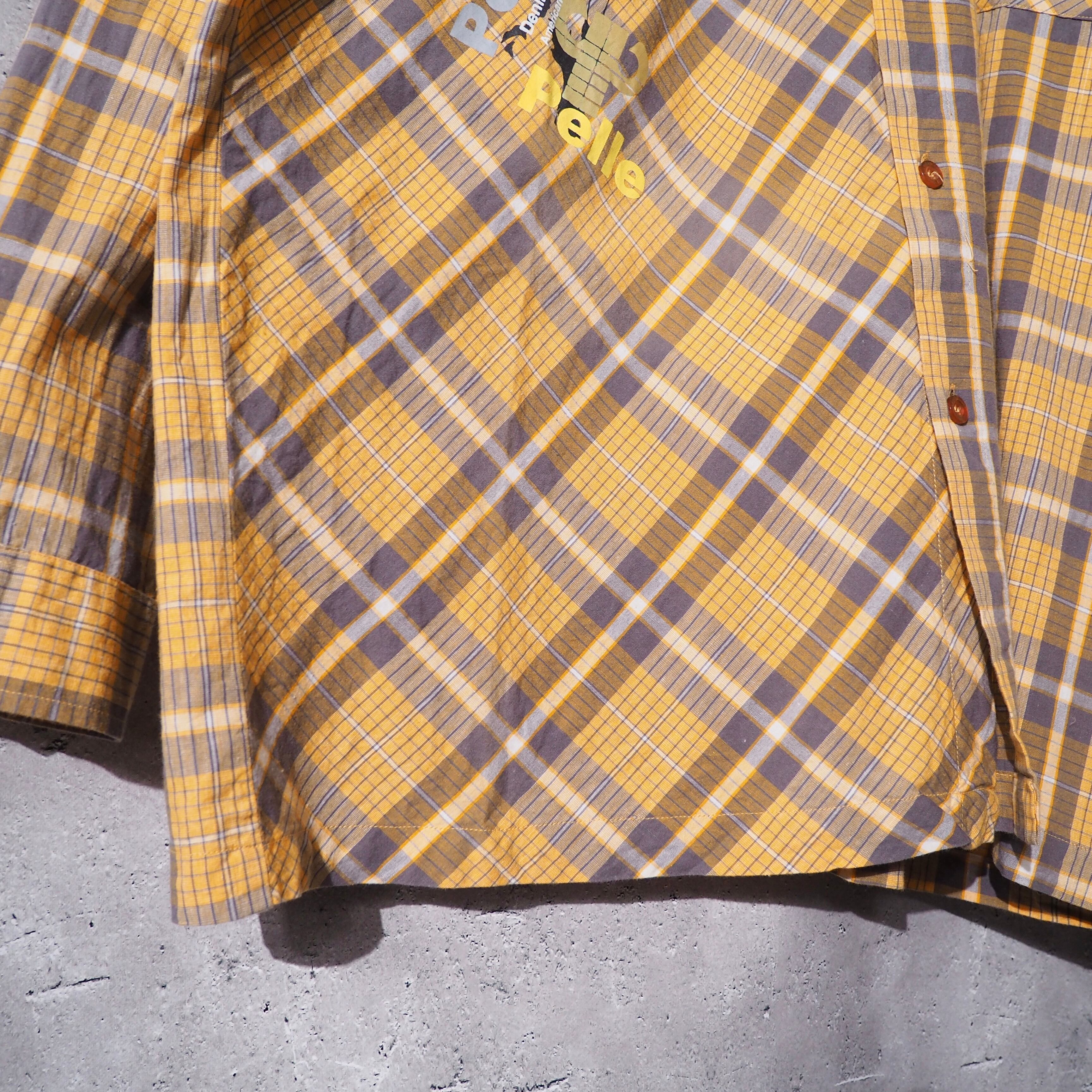 1990s " PELLE PELLE " Asymmetrical × Girl printed Vintage loose Check shirt