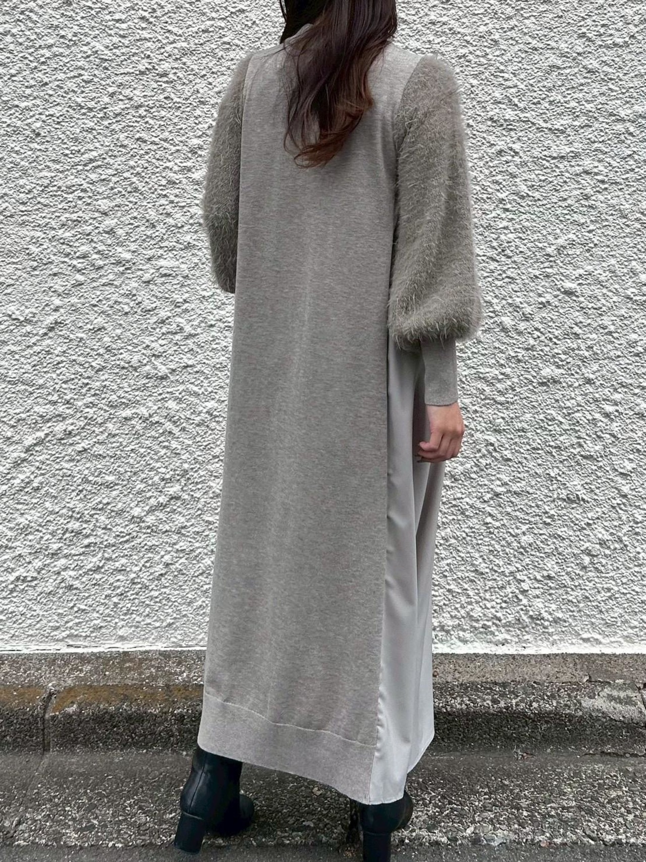 ロージー  Rosiee 袖シャギー布帛ドッキングOP