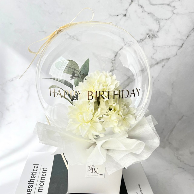 ダリア×ホワイト バルーンフラワーボックス ミニサイズ