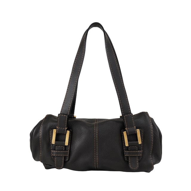 LOEWE ロエベ ハンドバッグ ブラウン 型押しロゴ レザー フラップ vintage ヴィンテージ オールド s7e7fm