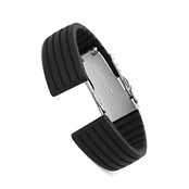 時計バンド 交換ベルト シリコンゴム 腕時計ストラップ 防水16mm 　縦シマ　ブラック