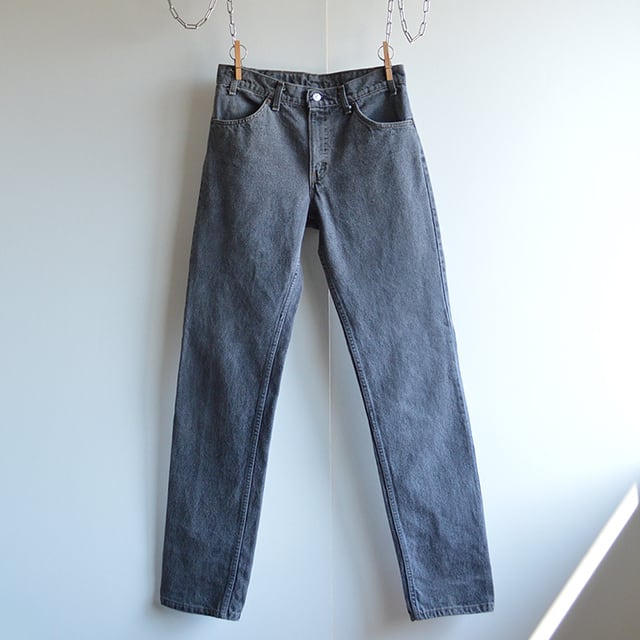 80s LEVI'S リーバイス506パイプドステムストレート 先染めブラック デニムパンツ USA製 W33 L36