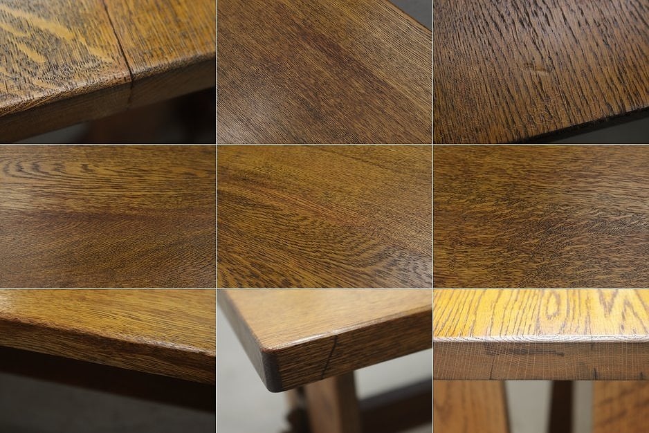 ヴィンテージ オーク無垢材 クラシカル ダイニングテーブル 作業台