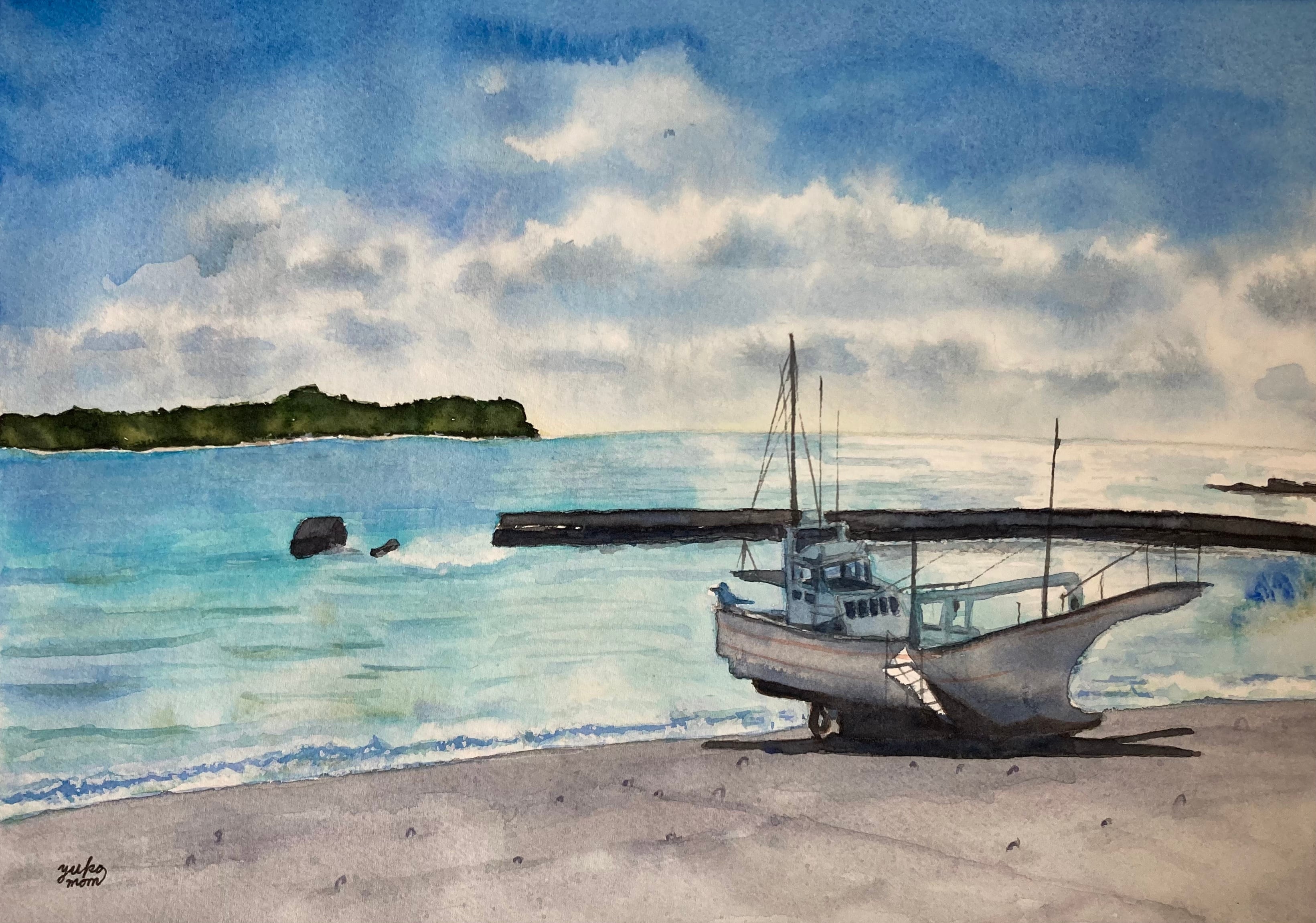 A002 勝浦の海 | Arts Yuko-水彩画・動物アートショップ