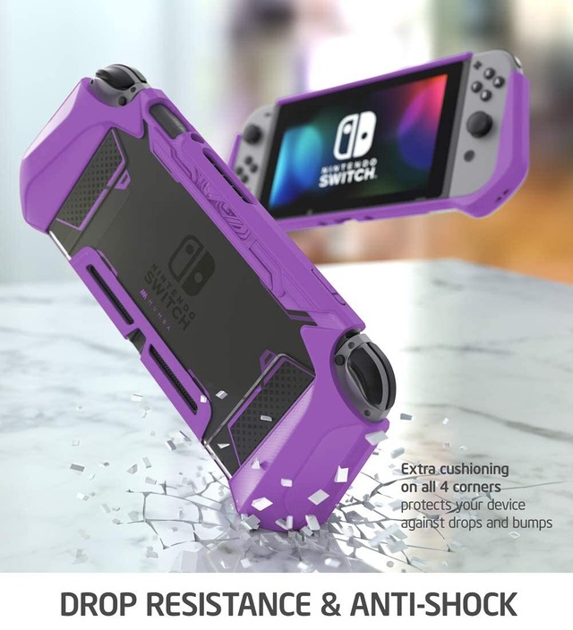 Mumba Nintendo Switch 用 ケース TPUグリップ 保護カバー ドッキング可能 アクセサリー Nintendo Switch とJoy-Con コントローラー対応 [Blade シリーズ] (紫, Nintendo Switch)