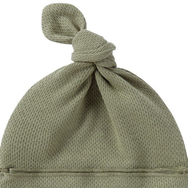 Organic Knotted Hat [ Moss(Pointelle) ] / SUSUKOSHI      [ススコシ オーガニック 帽子 ベビー服 新生児]