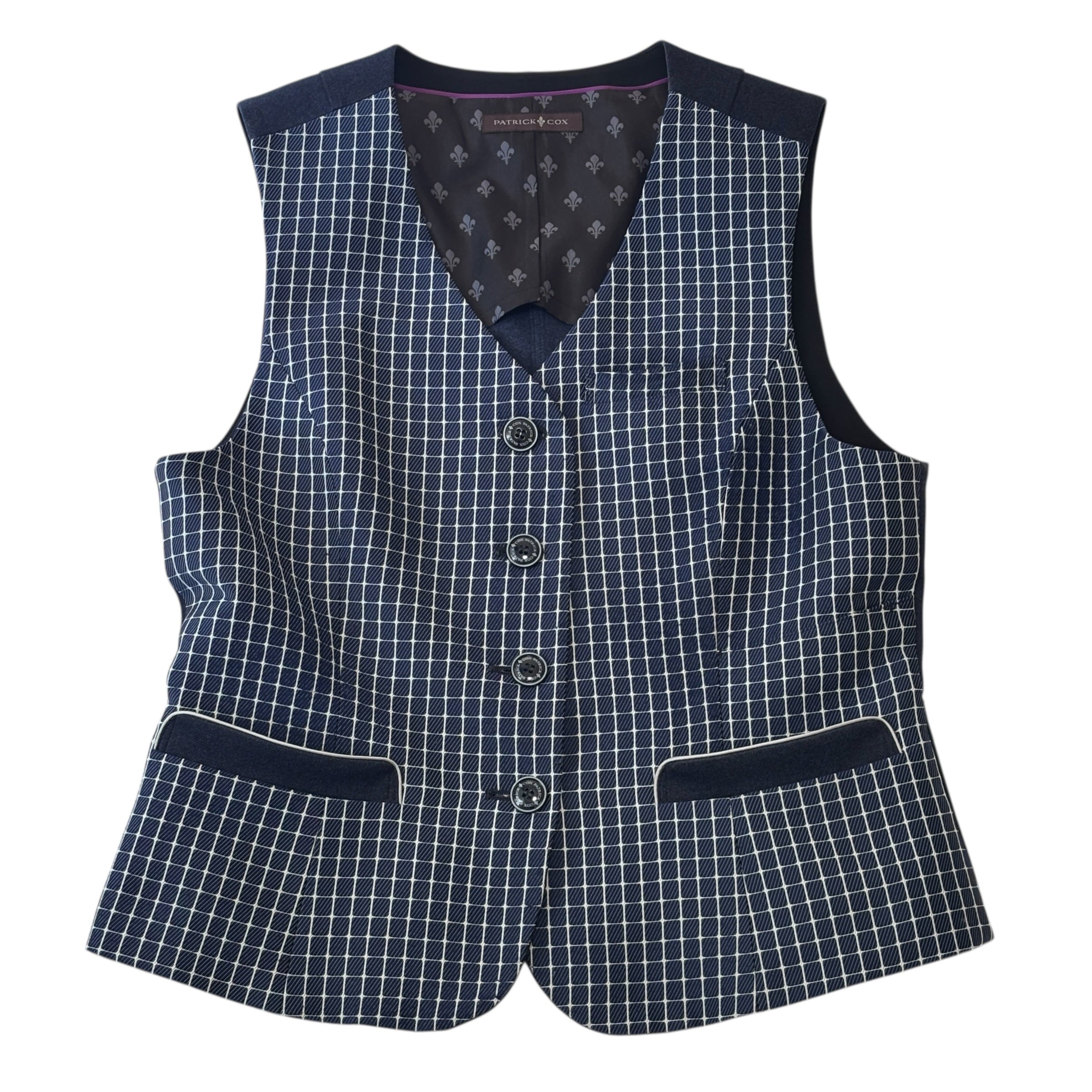 古着 パトリックコックス PATRICK COX 事務服 ベスト クリーニング済み ネイビー レディース M~Lサイズ 相当