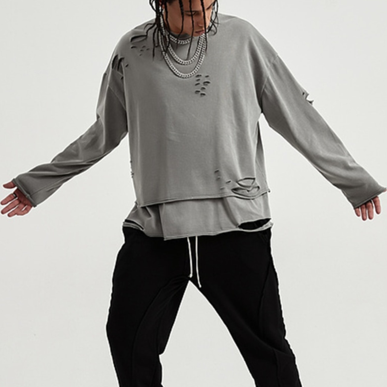Oversize Damage Sweatshirt / オーバーサイズ ダメージ スウェット シャツ