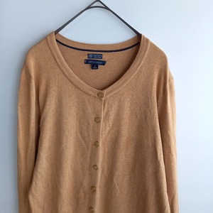 トミーヒルフィガー　Vネックカーディガン　ピマコットン　ベージュ　M