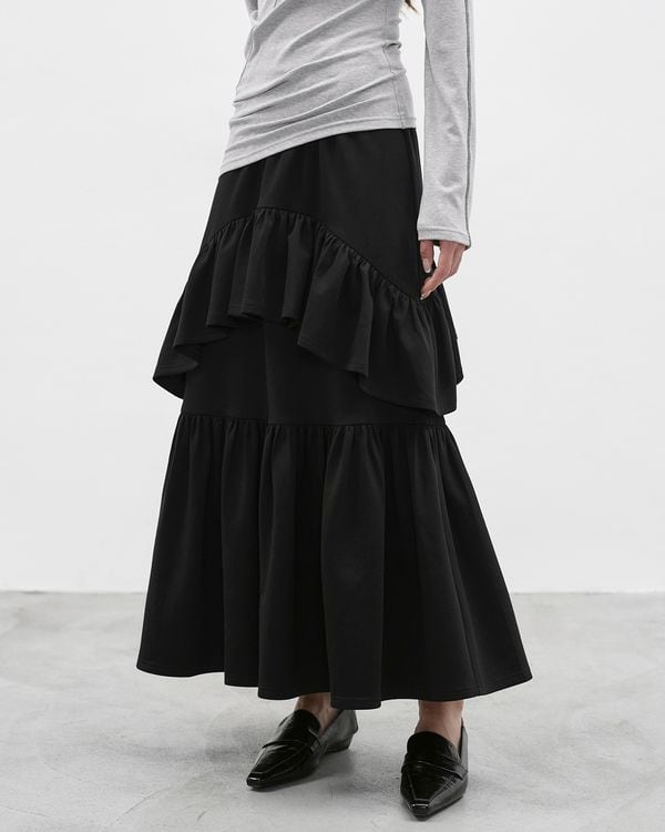Frill tiered long skirt TH3672